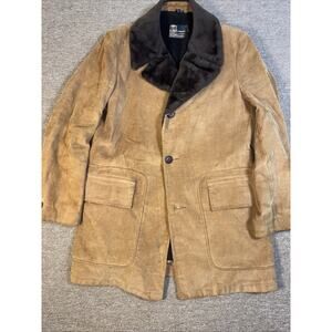 Vintage Sears Outerwear Corduroy Faux Fur Men’s Coat 40 Regular Tan Button Tan
